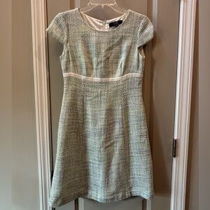 Alex Marie Tweed Midi Dress in Green and White
